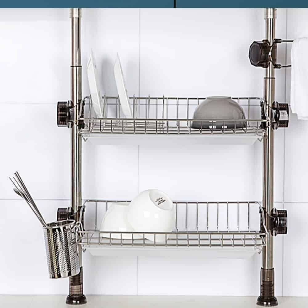 (현대Hmall) 싱크대선반 CCX459Z1 부착식식기건조대 기둥식식기건조대 400 2단