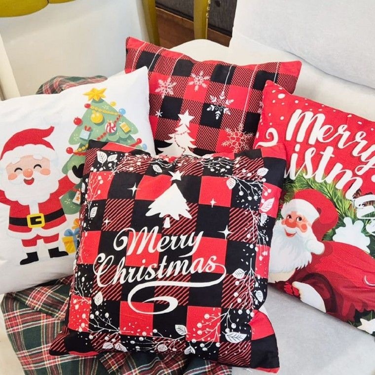 겨울 연말 크리스마스 큰손 패턴 꾸미기 쿠션 커버 성탄절 베개 소품 산타 인테리어 트리