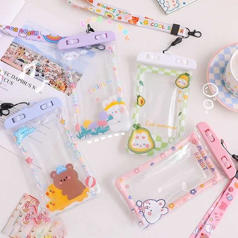 [라인컴퍼니 협력업체]귀여운 싸더라 워터밤 에어 스마트폰 튜브 물놀이 방수 팩 쿠션 아이폰 핸드폰 케이스 커버 가방