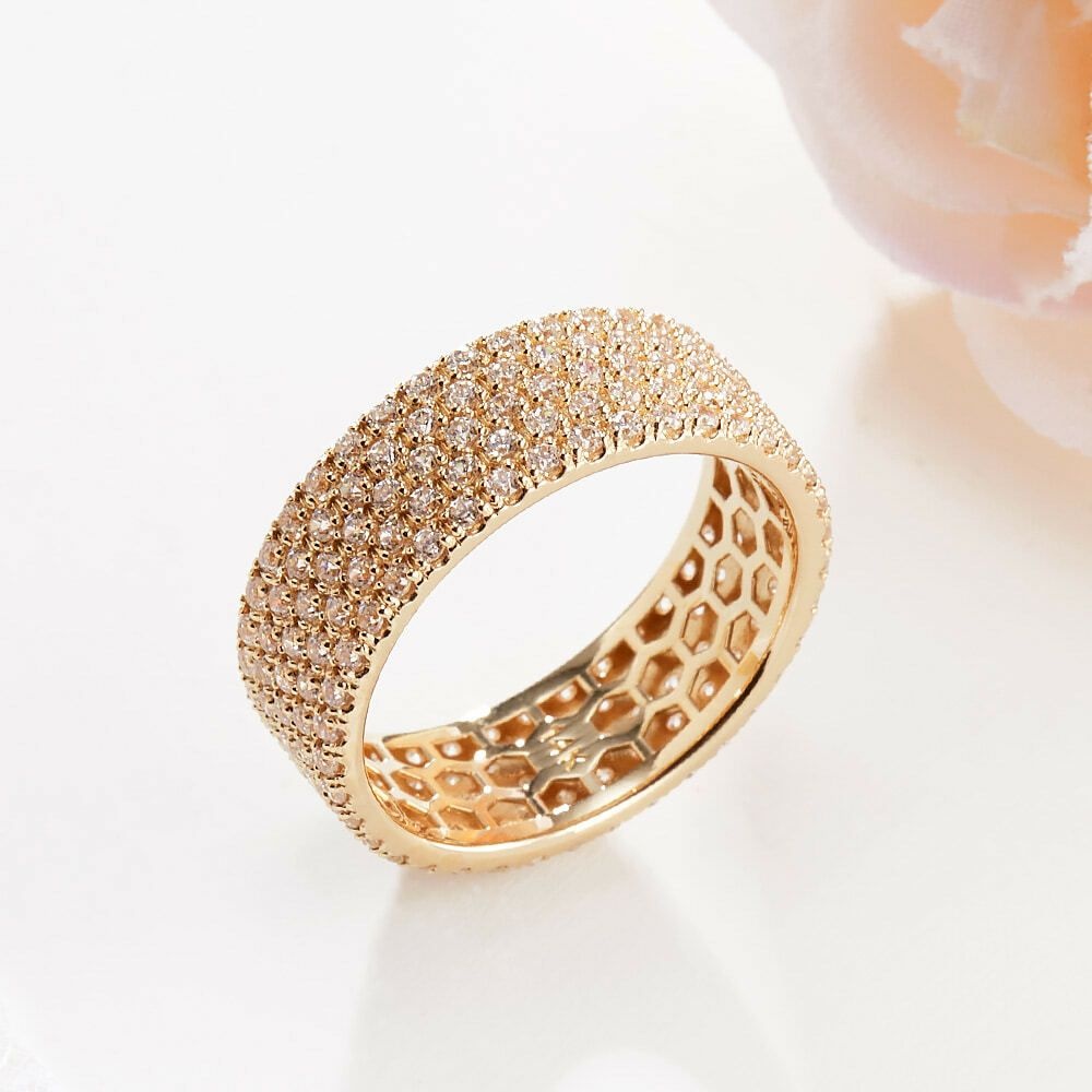 비앤비골드 (현대Hmall) [비앤비골드] 18K 에센셜 큐몬드 올밴드 테니스 반지 PNR41396