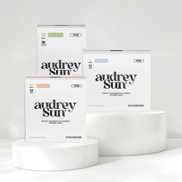 오드리선 더블코어 유기농 순면 생리대 TCF 비건 중형/대형 5팩 모...