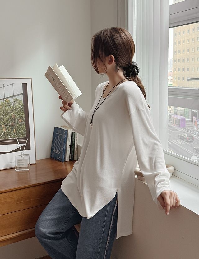 공구우먼현력업체 공구우먼 투몬 루즈핏 라운드 언발 티셔츠 86258 빅사이즈 여성의류