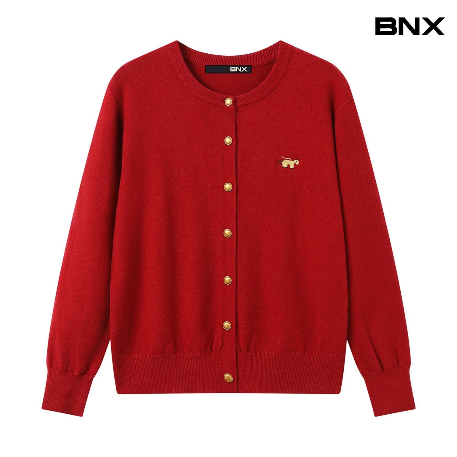 BNX 금장 단추 자수 라운드 가디건 (BX3CD022L0)
