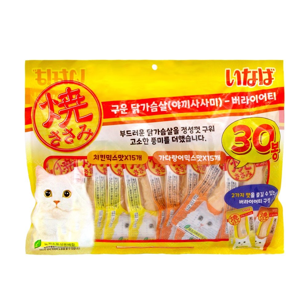 이나바 챠오 야끼사사미 30P 치킨믹스 가다랑어믹스 버라이어티 고양이간식