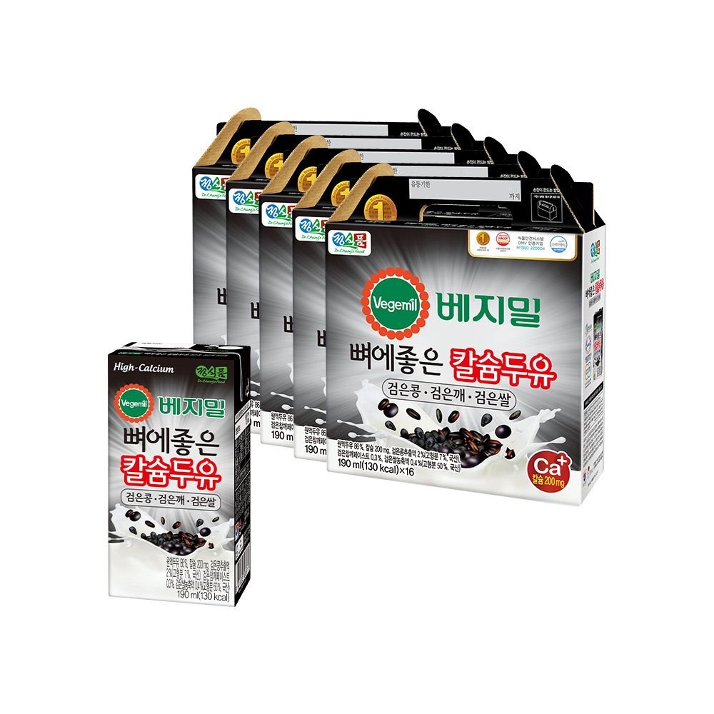 베지밀 뼈에좋은 칼슘두유 검은콩 검은깨 검은쌀 190mlx80팩