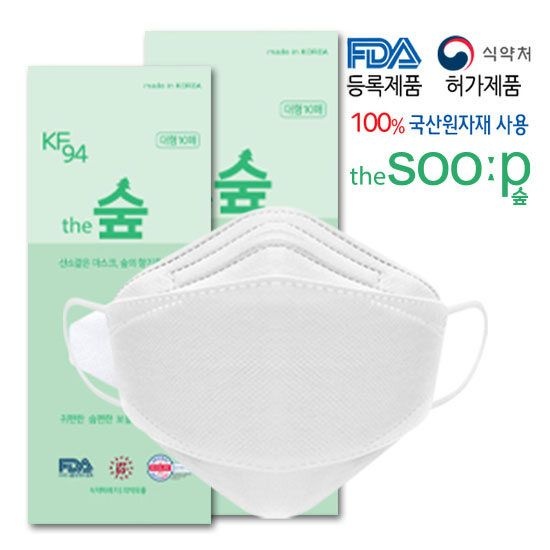 [패션플러스][더 숲]더 숲 KF94 대형 화이트 100매(10매입) 외