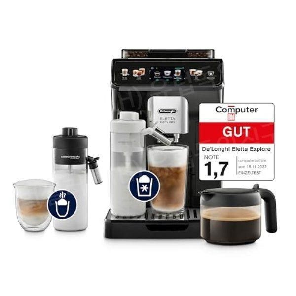 [해외] DeLonghi Eletta Explore 전자동 커피머신 컬러 터치 1450W 라떼크레마 핫 쿨 투고