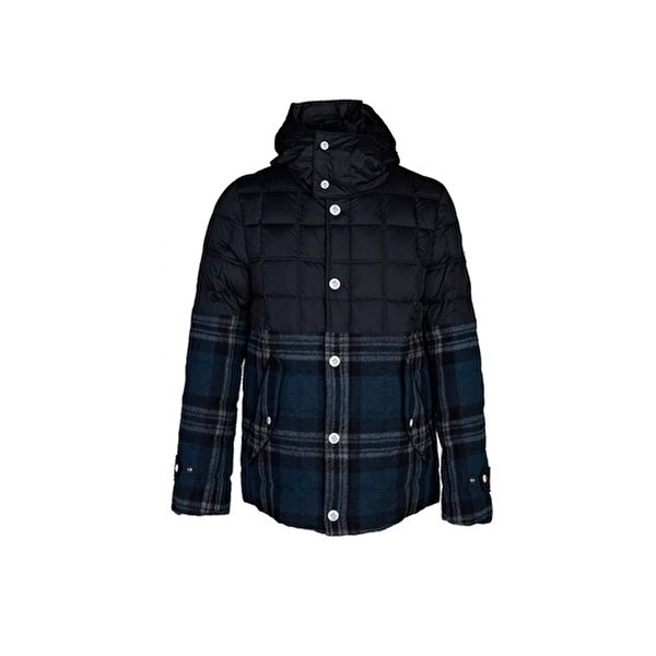 [몽클레어]15주년 감마블루 로고 패치 체크 울 패딩자켓 네이비 41347 83 54993 792