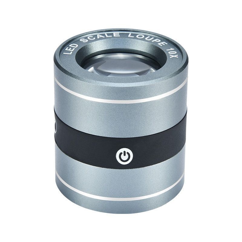 [해외] LED 루페 충전식 눈금 확대경 고배율 검증용 10배 60배