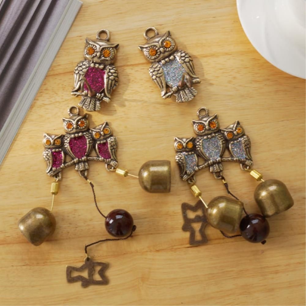 전통찻집 화려한 엔틱부엉이 현관 문종 철제문종 부엉이쇠종