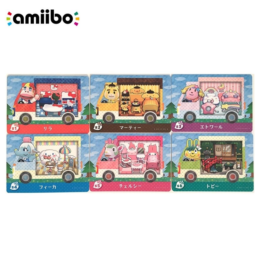 [해외] 닌텐도 산리오 아미보 amiibo 카드 모여봐요 동물의숲 모동숲 동숲2 일본 6종 세트