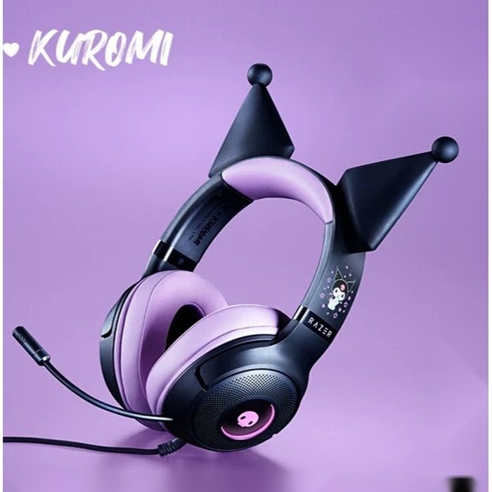 [해외] 레이저 razer 산리오 쿠로미 콜라보 유선 usb 컴퓨터 pc 헤드셋