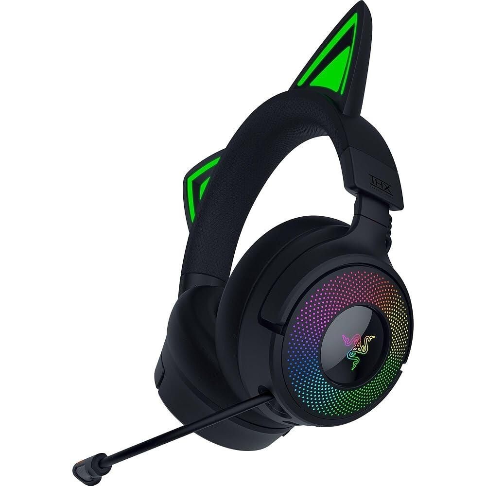 [해외] Razer Kraken Kitty V3 Pro Wireless RGB Gaming HeadSET 세트: Chroma EAR 이어s - 2.4 GHz, BLUE 블루tooth 5.3, USB A SUPER 슈퍼 WIDE 와이드BAN