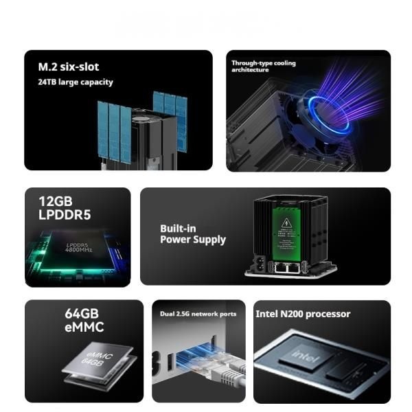 비링크 미 미니 N200 인텔 6슬롯 NAS 네트워크 스토리지 초저소음