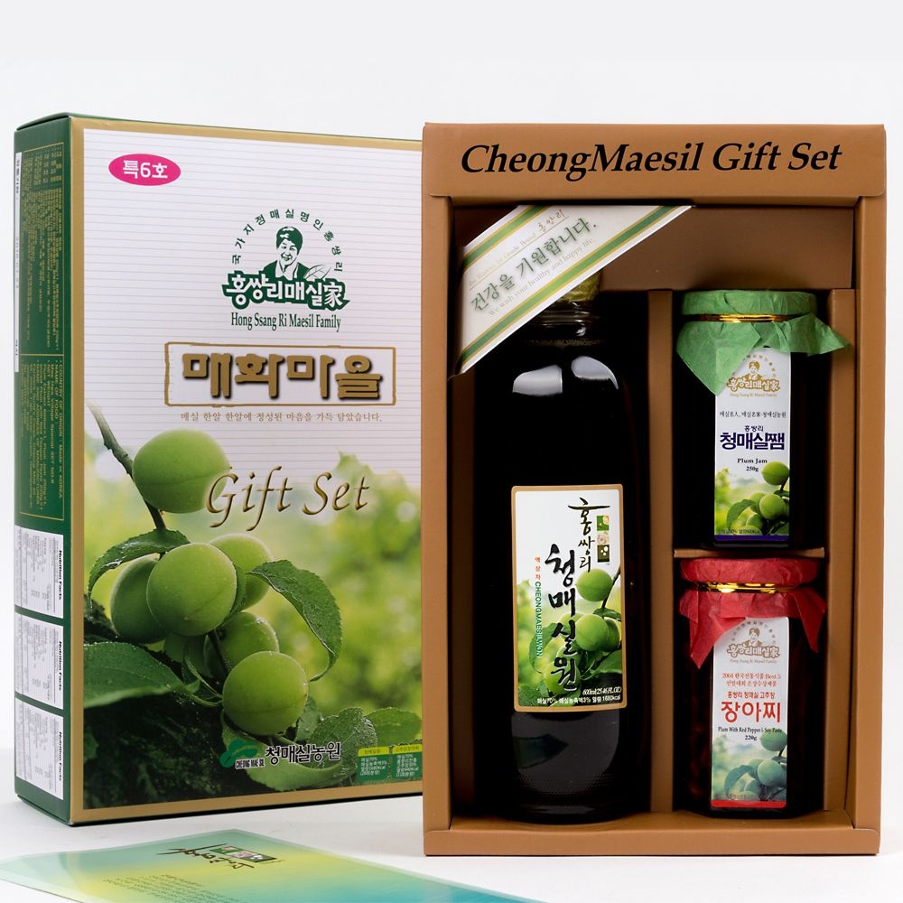 홍쌍리 청매실농원 매실청 매화마을 특6호 (600ml+고추장장아찌+매실쨈) 선물세트