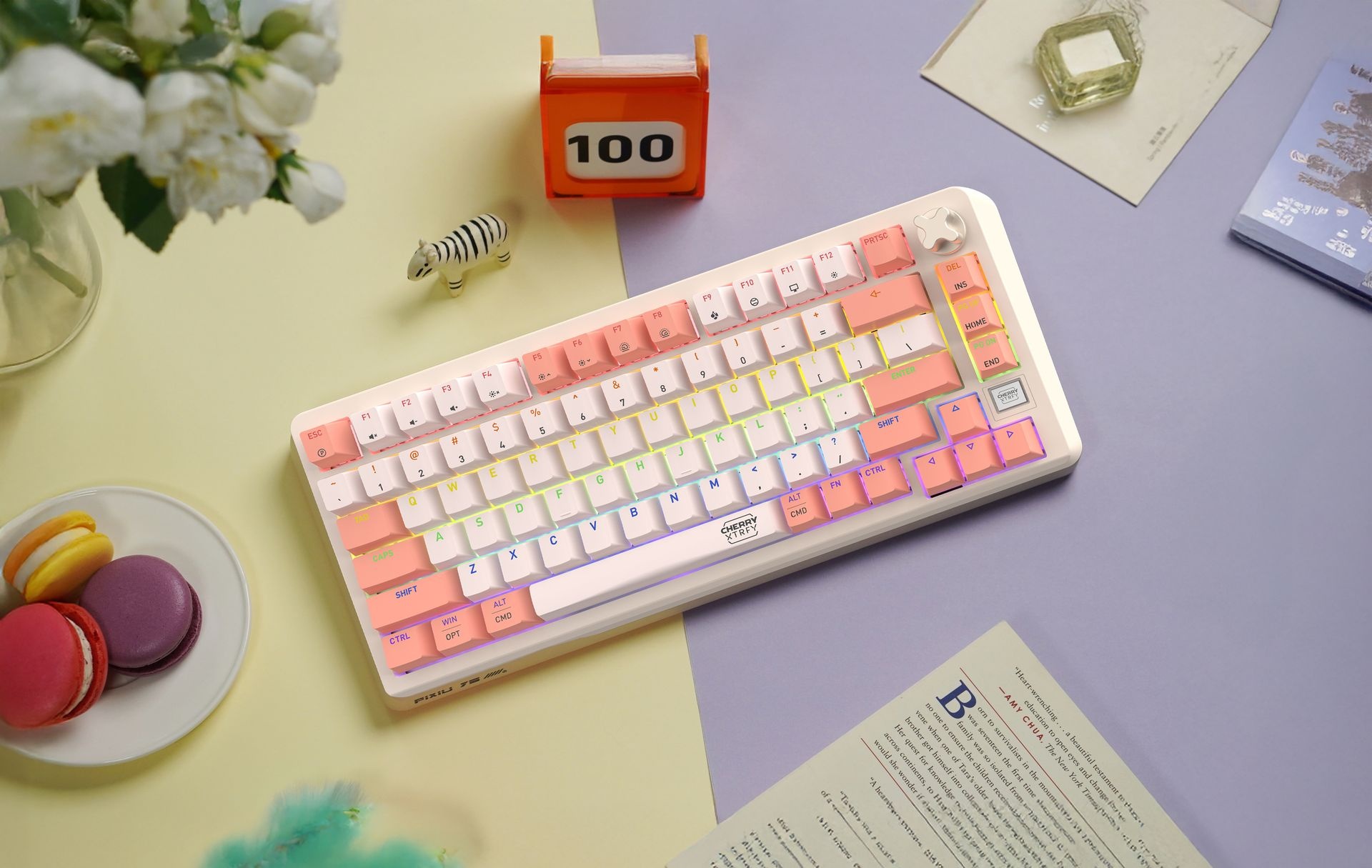 CHERRY CHERRY 체리 XTRFY PIXIU 75 RGB MX2A 무선 3모드 게이밍 키보드 화이트 저소음 적축