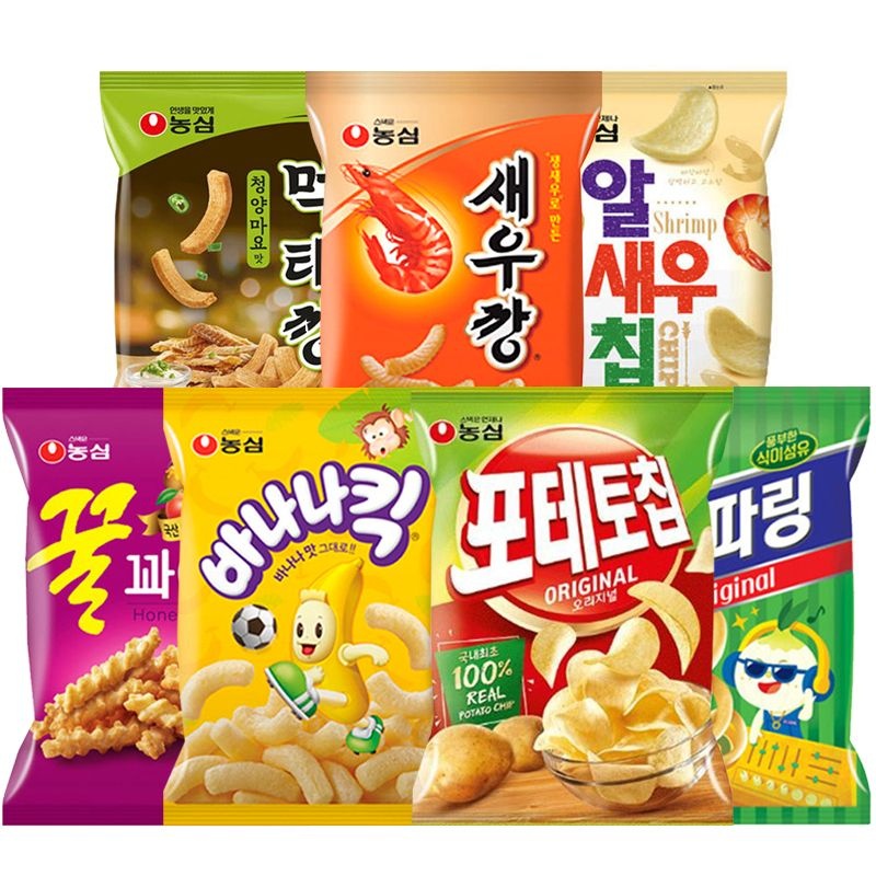 포테토칩 4봉 + 꿀꽈배기 4봉 + 바나나킥 4봉 + 오징어집 4봉