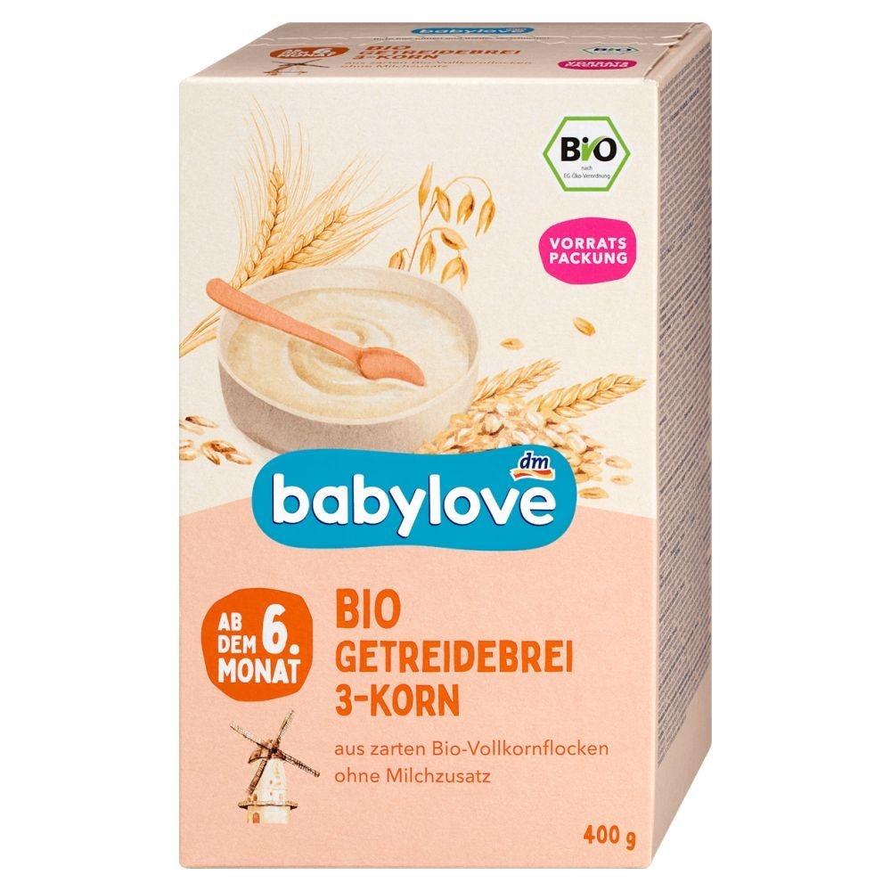 [해외] dm 베이비러브 babylove 3가지곡물 시리얼 이유식 400g (6개월)