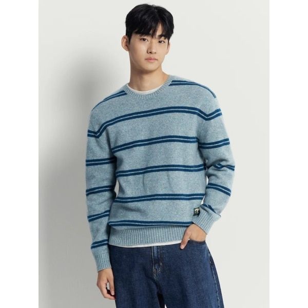 빈폴 BEANPOLE 25FW 푸즈예티 스트라이프 니트 - 스카이 블루(BC5X51C61Q) 455313