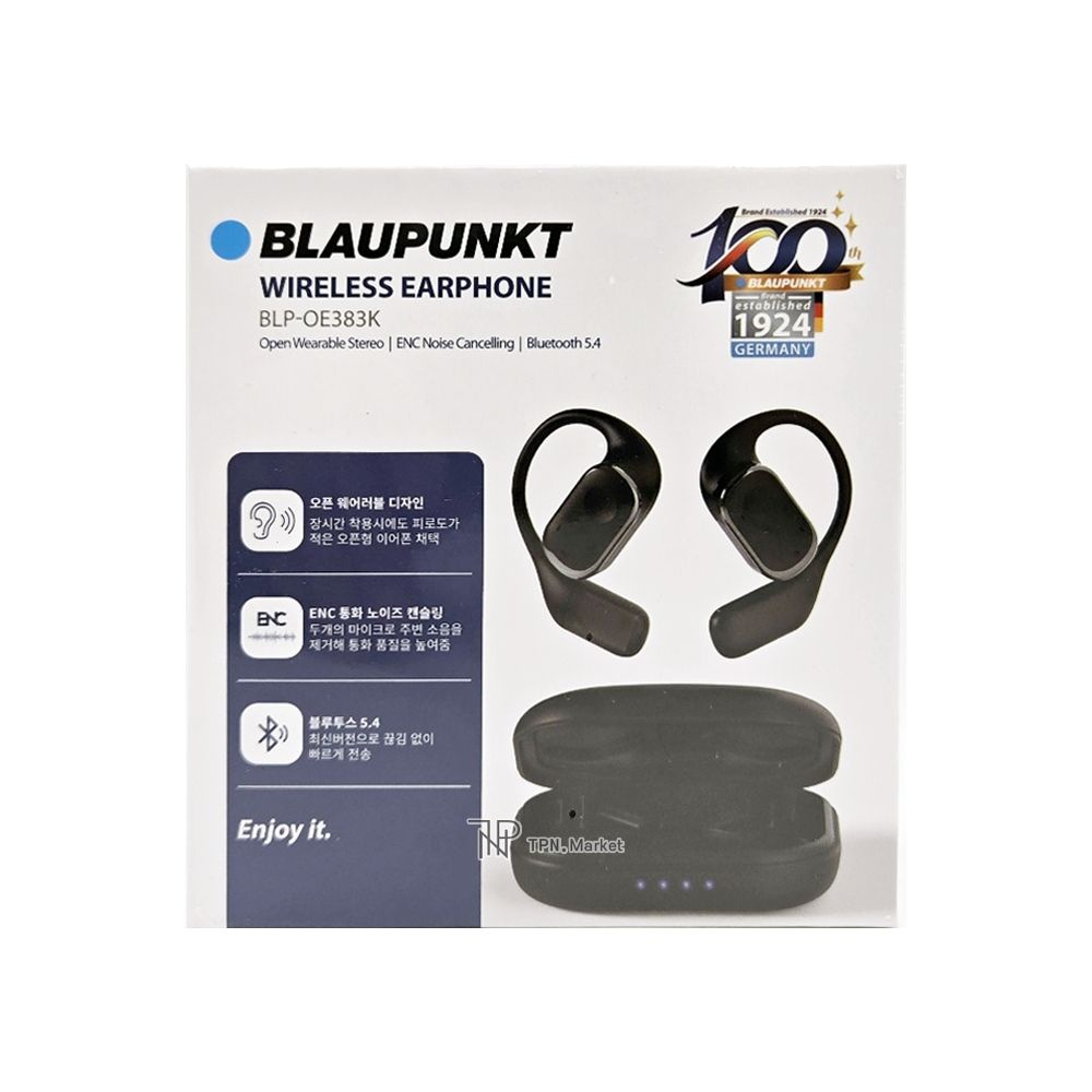 블라우풍트 ENC 노이즈캔슬 오픈형 블루투스 무선이어폰 블랙 BLP-OE383