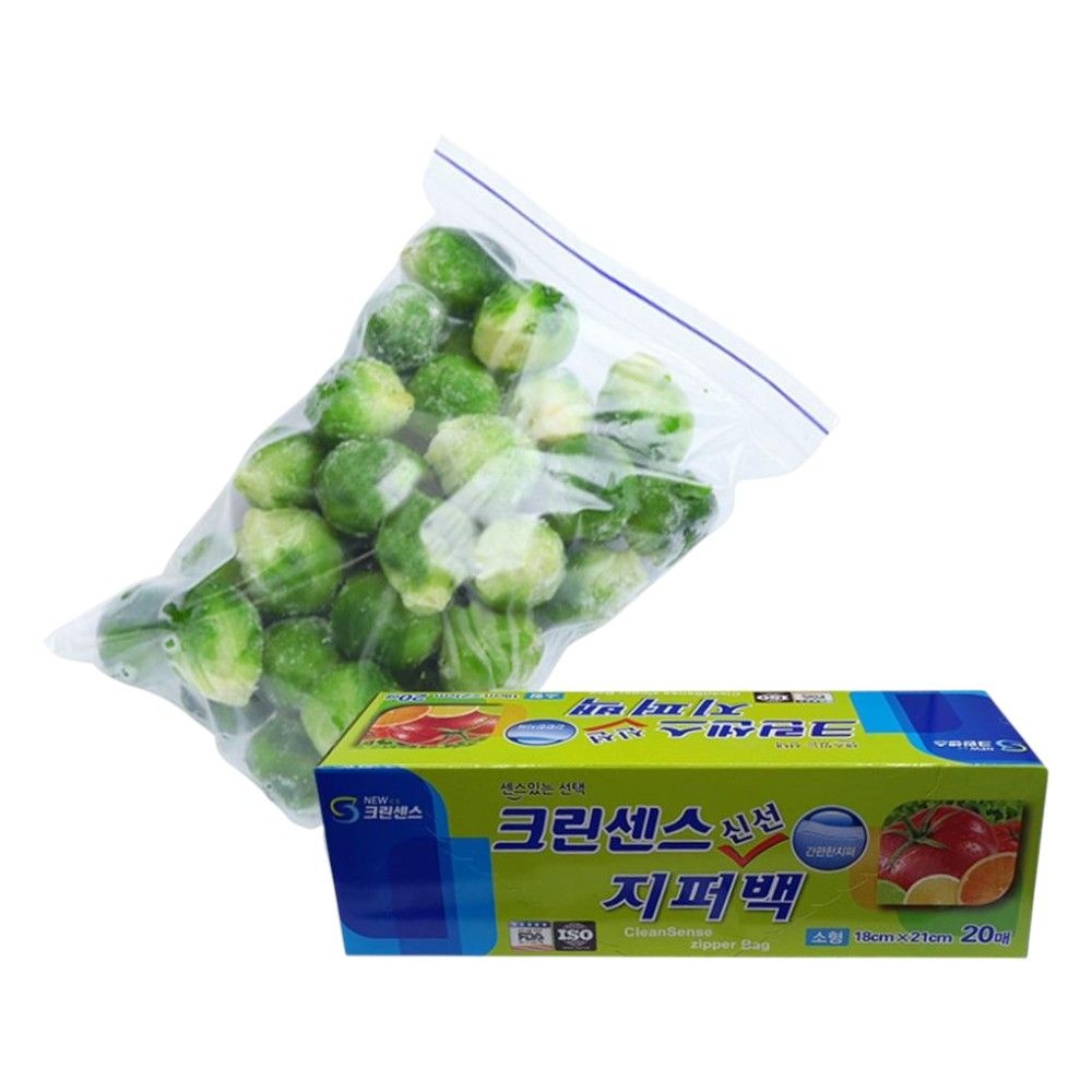크린센스 소형 식품 음식 지퍼백 18x21cm 20매 여행용 지퍼봉투 비닐지퍼