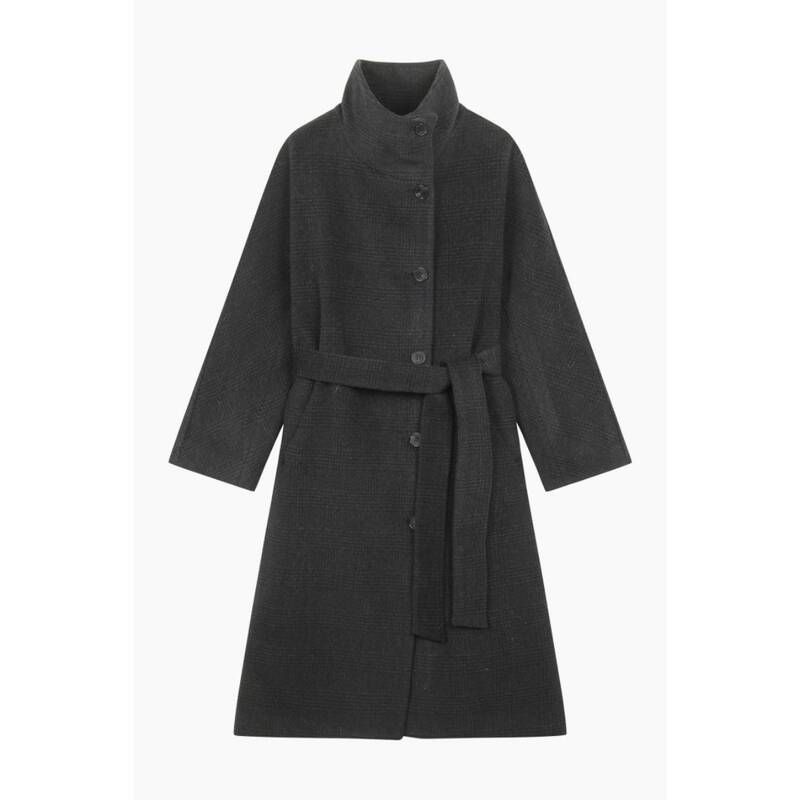 롤란도 체크 하이넥 오버핏 코트 SACT52561 721165