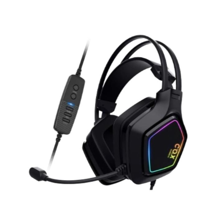 COX 블랙 게이밍 헤드셋 노이즈캔슬링 리모컨 RGB LED