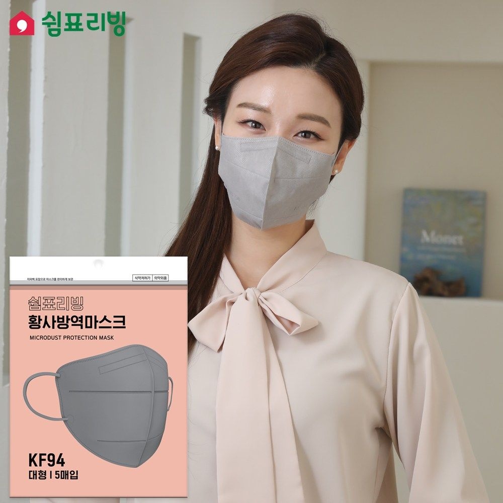 쉼표리빙 KF94 쉼표리빙 새부리형 마스크 그레이 대형 5매X10팩