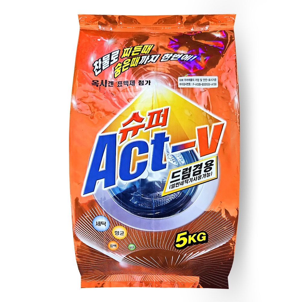 [오늘출발] 슈퍼 Act-v 액티브 일반 드럼 겸용 세탁 가루 세제 5kg