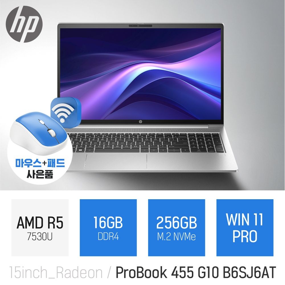 HP ⓒ HP 프로북 455 G10 B6SJ6AT 16GB 256GB WIN11 / 가성비 사무용 인강용 15인치 대학생 노트북