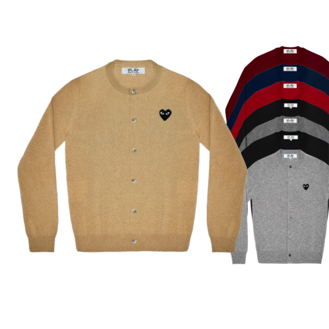 꼼데가르송 가디건 레드 블랙 와펜