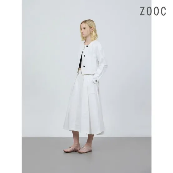 [주크][ZOOC] 코튼 블렌드 롱 플레어 스커트 WH_Z251MSD009 : 롯데ON