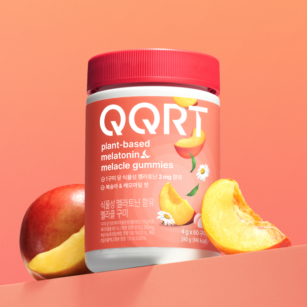 QQRT 식물성 멜라토닌 2mg 젤리 미국 타트체리 복숭아맛 멜라클구미 60정