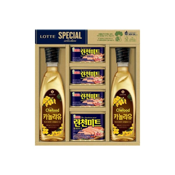 롯데푸드 프리미엄 혼합7호(ECO)(런천미트200g 3개,런천미트340g, 카놀라유500ml2개)4개