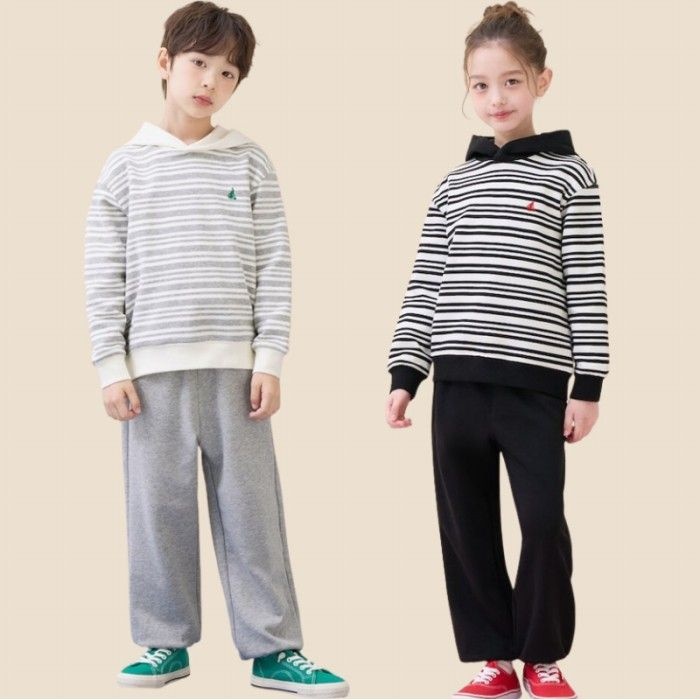[23%OFF]26SS 스트라이프 후드 스웨트 셔츠 상하세트 (2종 택1)