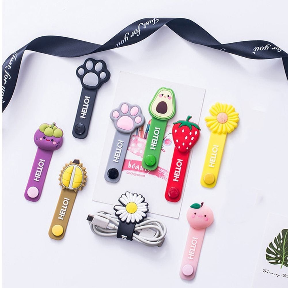 똑딱이고정 실리콘 선정리클립 캐릭터 케이블홀더