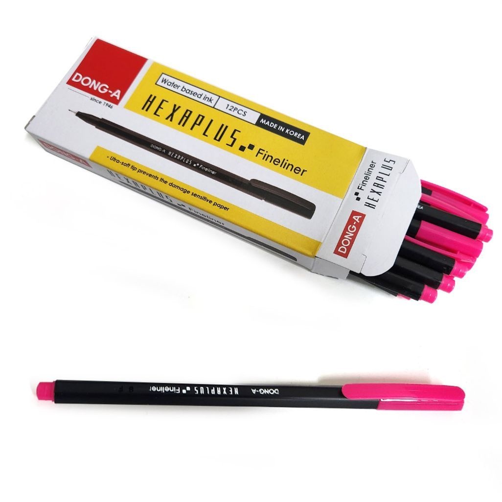 동아연필 수성펜 헥사플러스 (핑크)(12개입)(1다스)