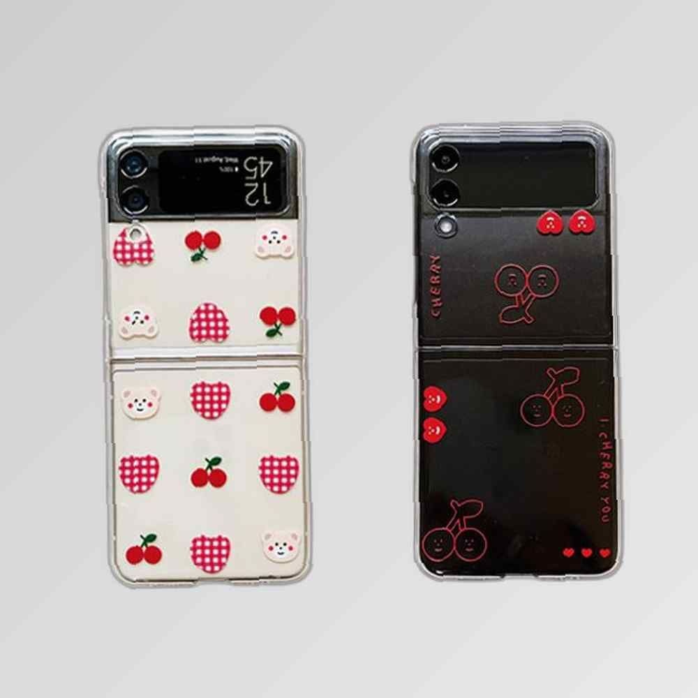 비오비 갤럭시Z플립4/3 큐티 체리 투명 하드케이스 제트 Flip 제트플립3케이스 Z플립3하드케이스 지플립4케이스 제트플립