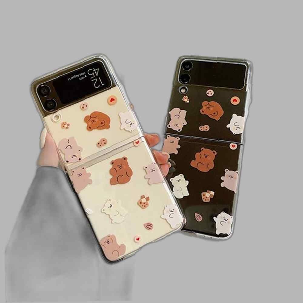 비오비 갤럭시Z플립4/3 쿠키베어 투명 하드케이스 제트 Filp 제트플립3케이스 Z플립3하드케이스 지플립4케이스 제트플립4