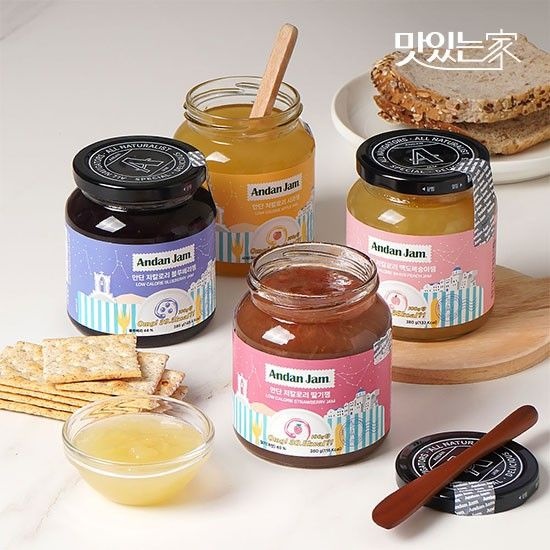 데이웰(주) 안단잼 저칼로리 과일잼 (딸기블루베리사과백도복숭아) 380g