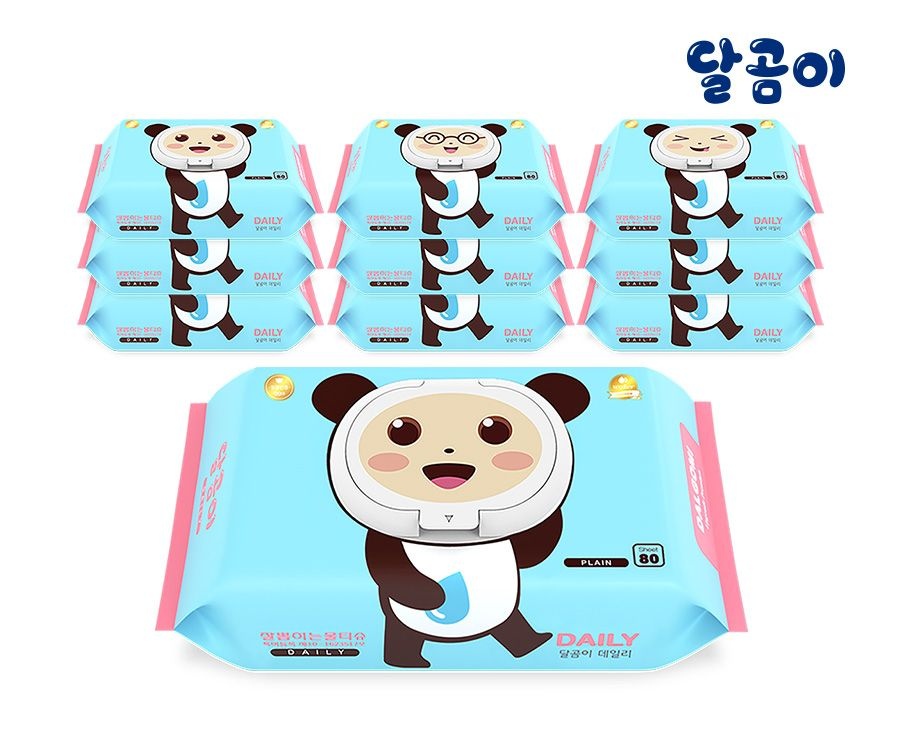 달곰이 저자극 아기물티슈 데일리 10팩 (80매/캡형)