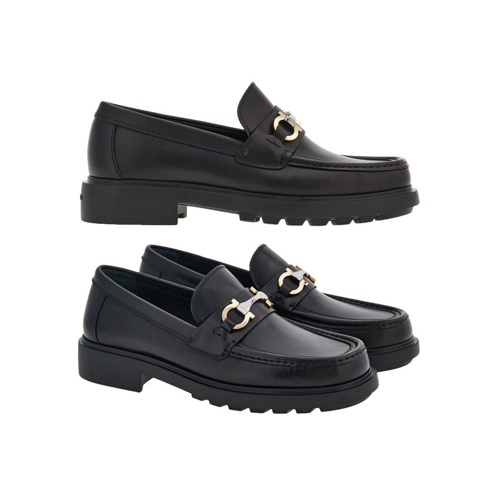 페라가모 살바토레 페라가모 26SS 더글라스 DUGLAS 더블 간치니 로퍼 블랙 0768108