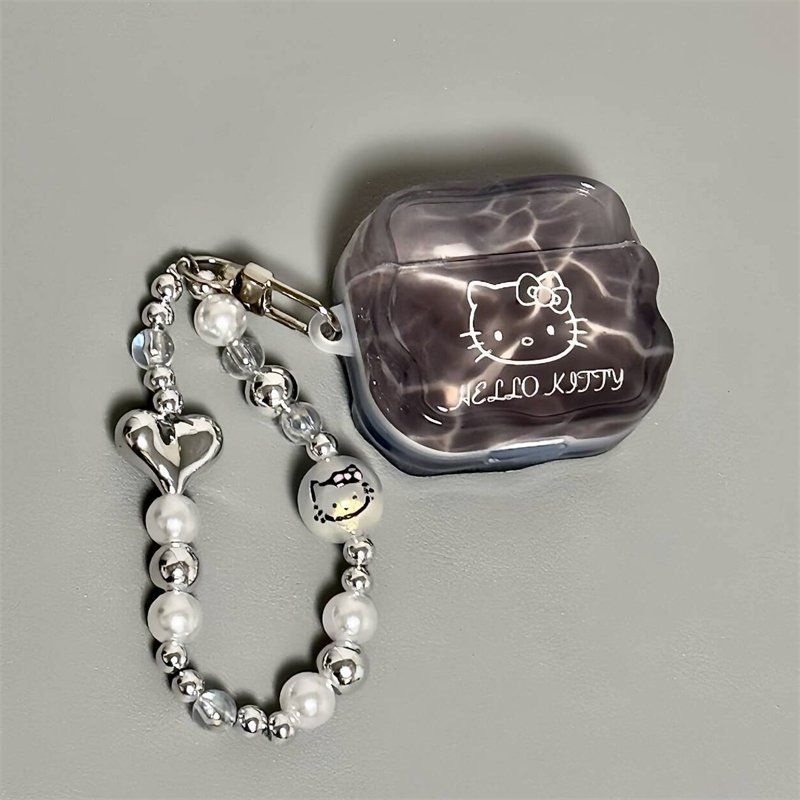 [해외] 헬로키티 워터 물결 에어팟4 이어폰 케이스 에어팟 1/2세대/프로 스트랩 포함