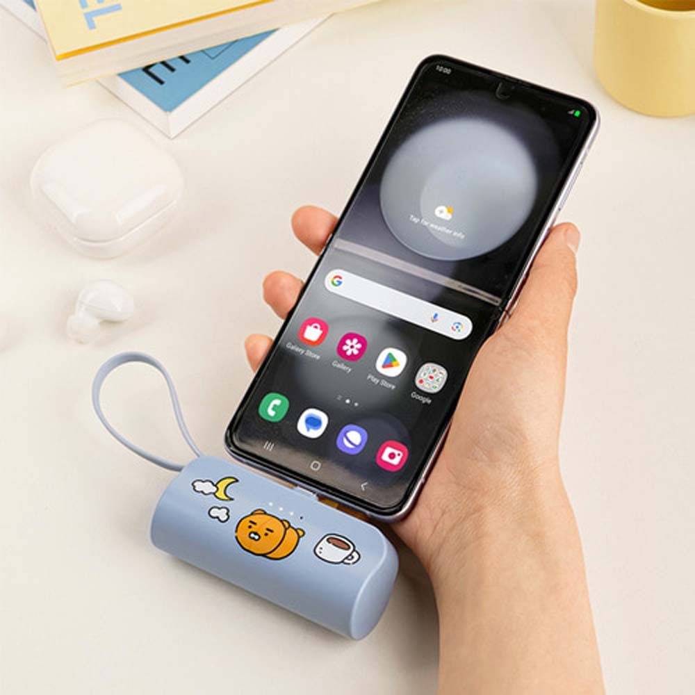 카카오 프렌즈 춘식이 도킹형 보조배터리 하늘색1개 스탠드형 미니 고속충전 8핀 C타입 일체형 5000mah 캐릭터