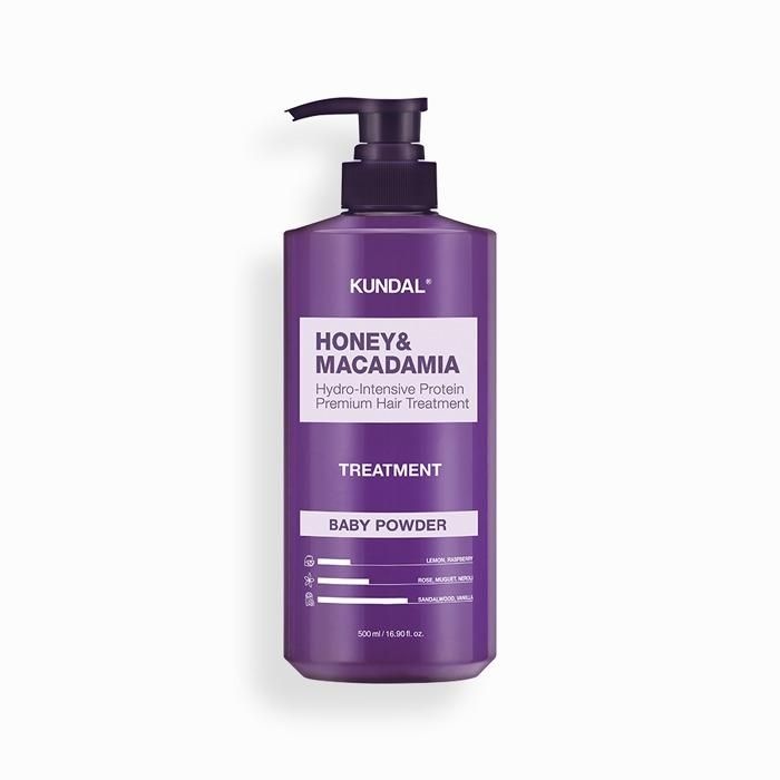 | 쿤달 | 허니 앤 마카다미아 단백질 트리트먼트 500ml (베이비파우더) 헤어케어 두피영양강화 모발탄력 저자극 머