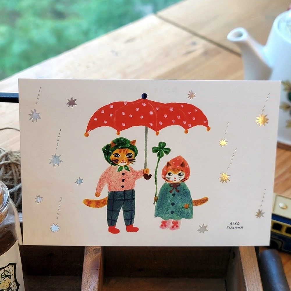 일본작가 Aiko Fukawa 일러스트 엽서 raindrops 특별한 일본문구