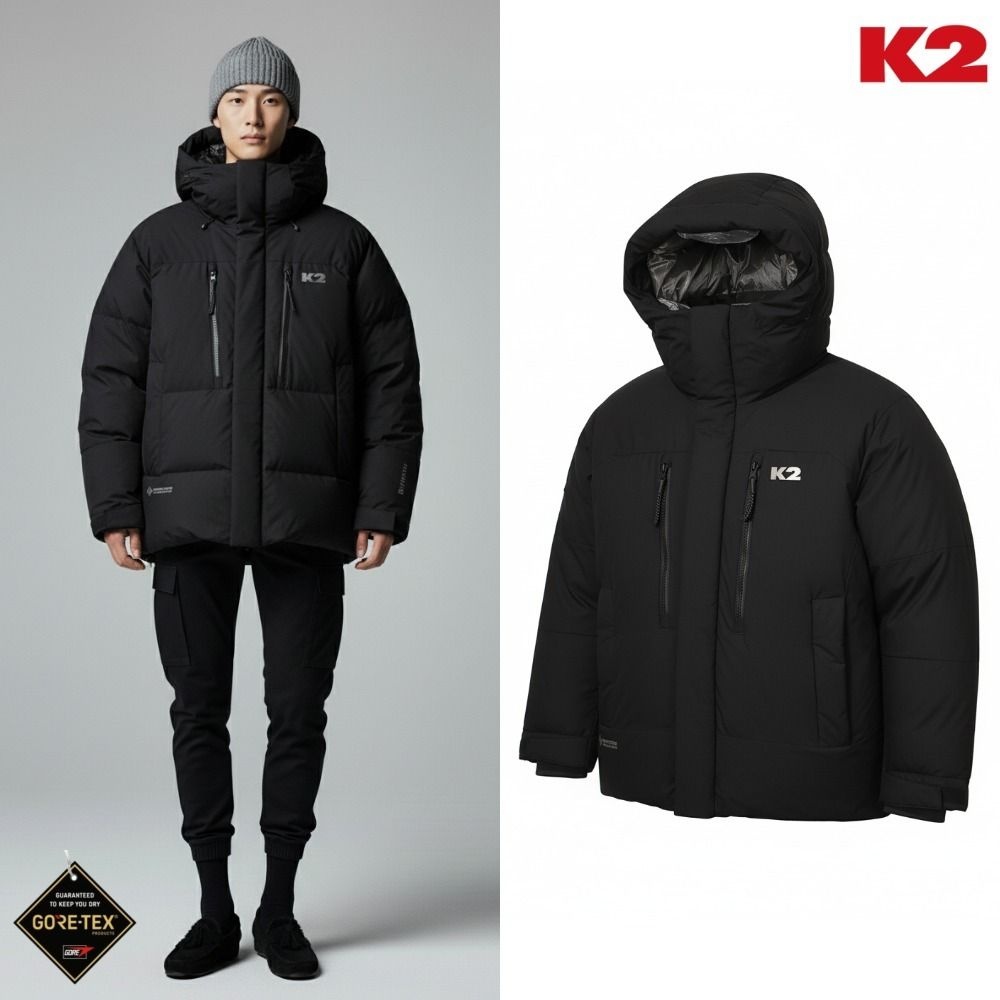 K2 [백화점 정품] K2 패딩 남자 알파인 코볼드 블랙 고어텍스 윈드스토퍼 미들 헤비 다운 숏 점퍼 자켓