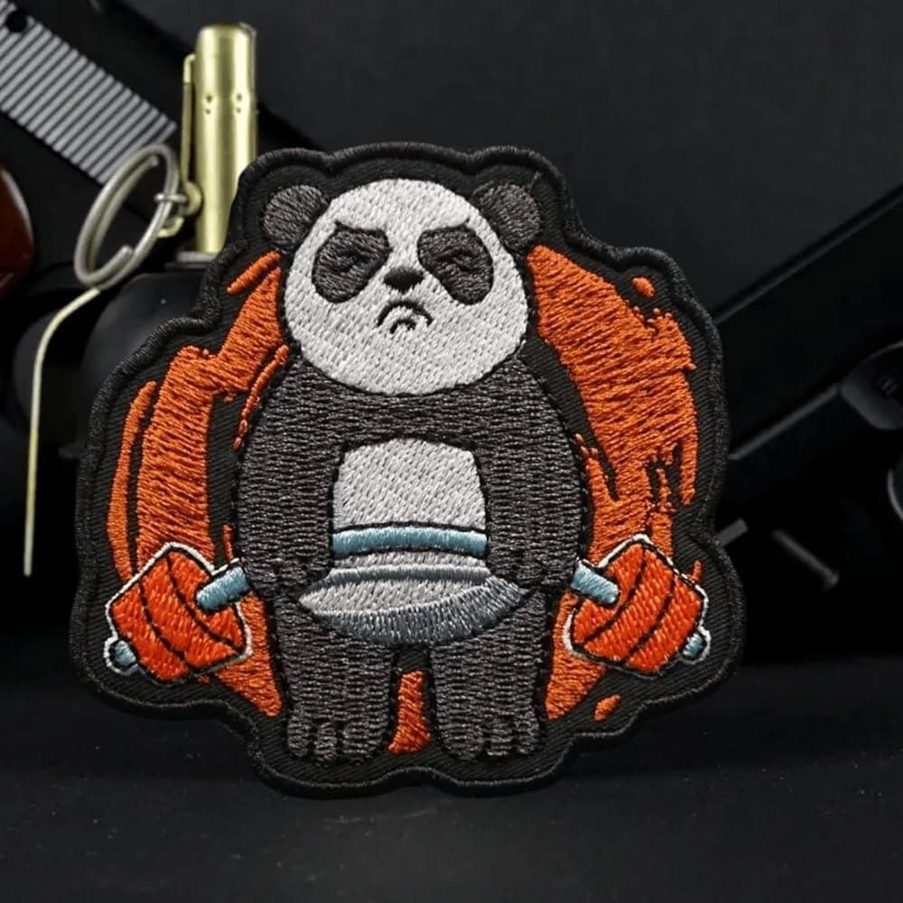Viusneun [해외] Fitness Panda 재미있는 모랄 패치 - 귀여운 역도 판다 전술 자수 밀리터리 장비, 배낭, 오퍼레이터 야구 모자, 플레이