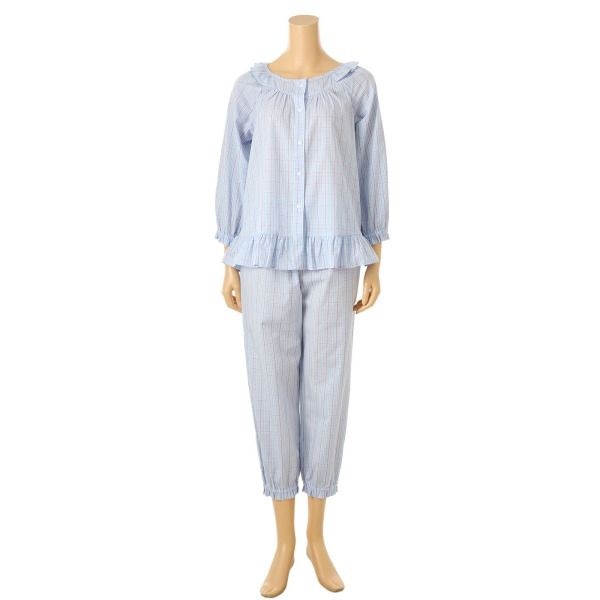 비너스 [모다아울렛][비너스]선염 50수 블루 체크  상하의 세트 여자 파자마 BU_CA(SPA2605W) 천안아산점