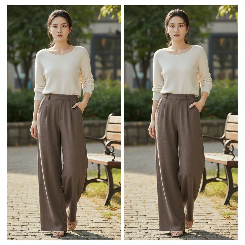 리파인 하이웨이스트 와이드 팬츠 여성슬랙스 여성바지 캐주얼정장 가을바지 정장바지 핀턱